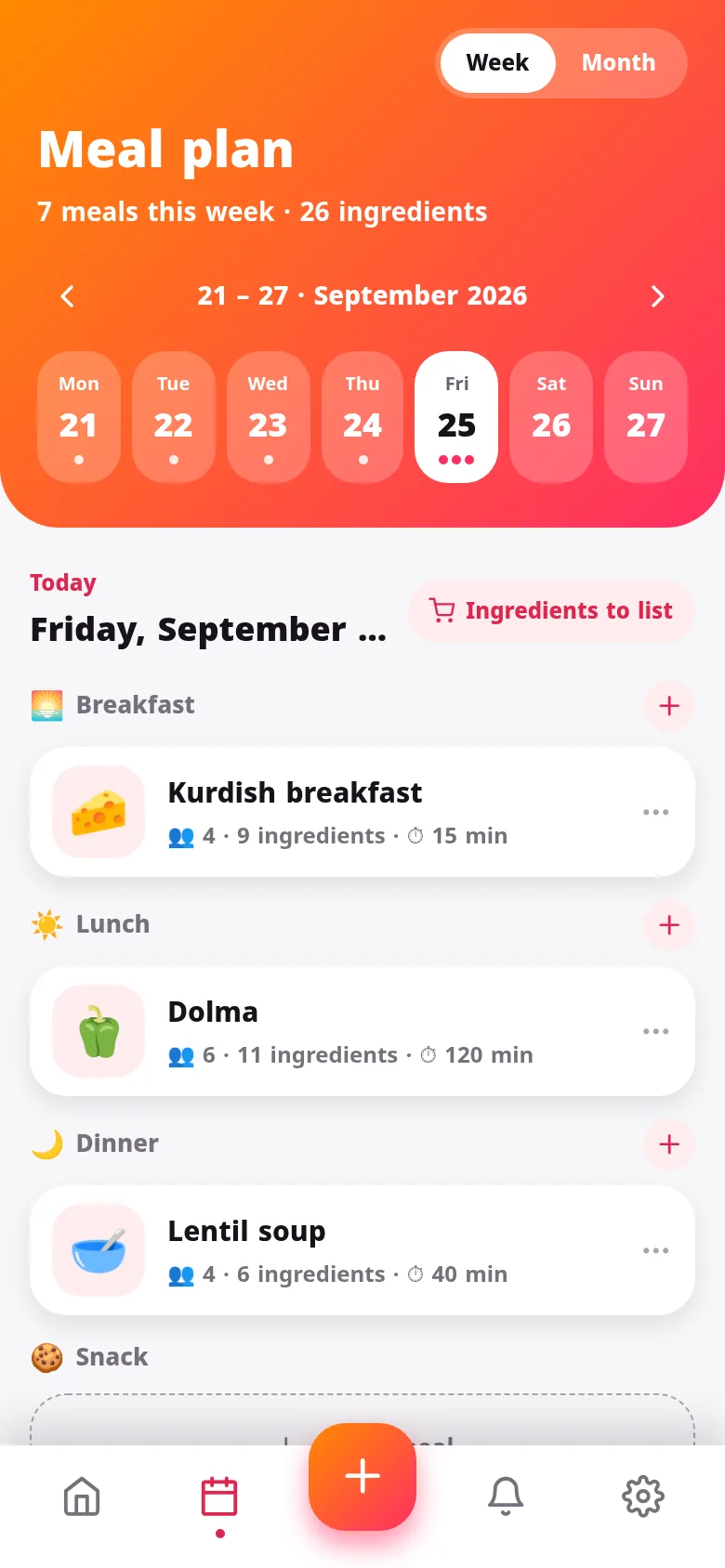 Plan the week's food, shop it in one tap