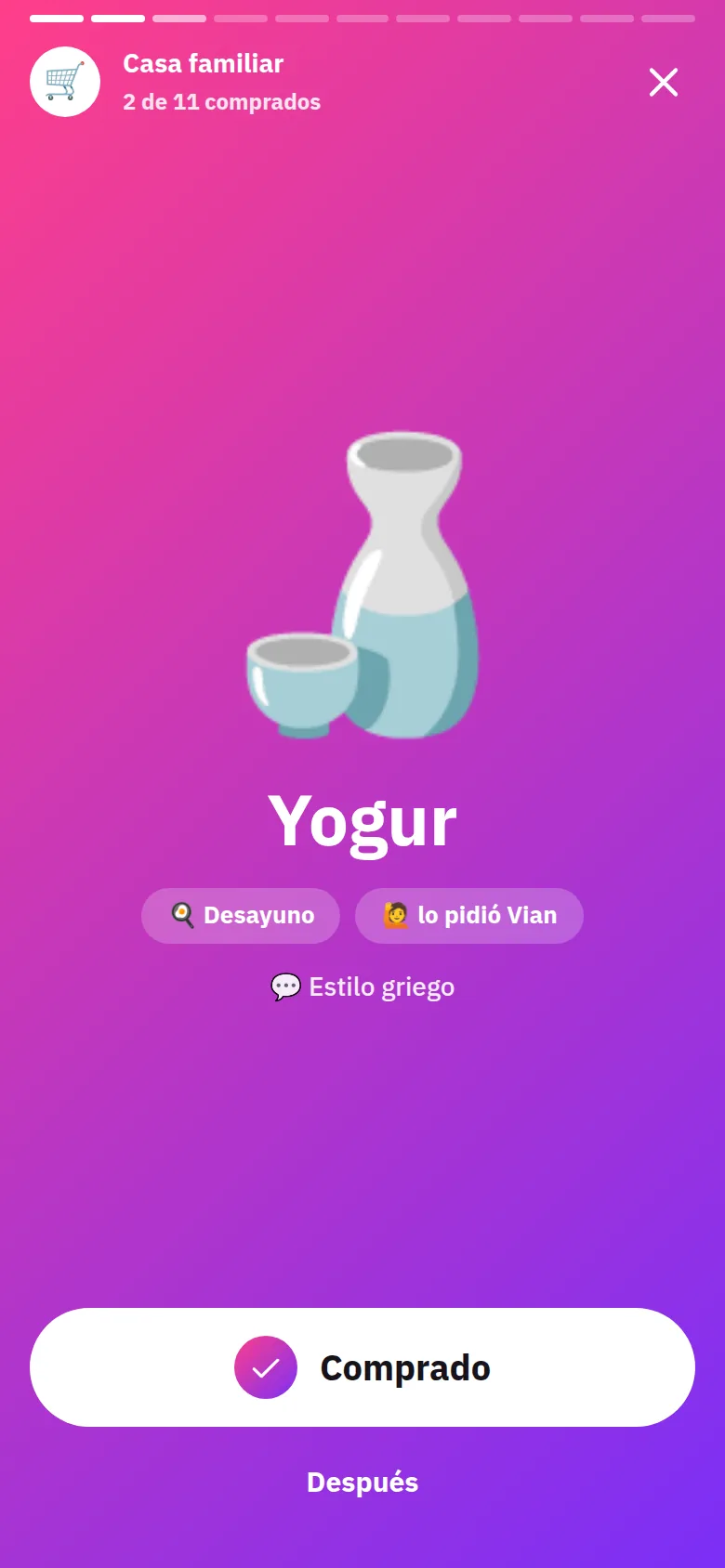 En la tienda, de uno en uno