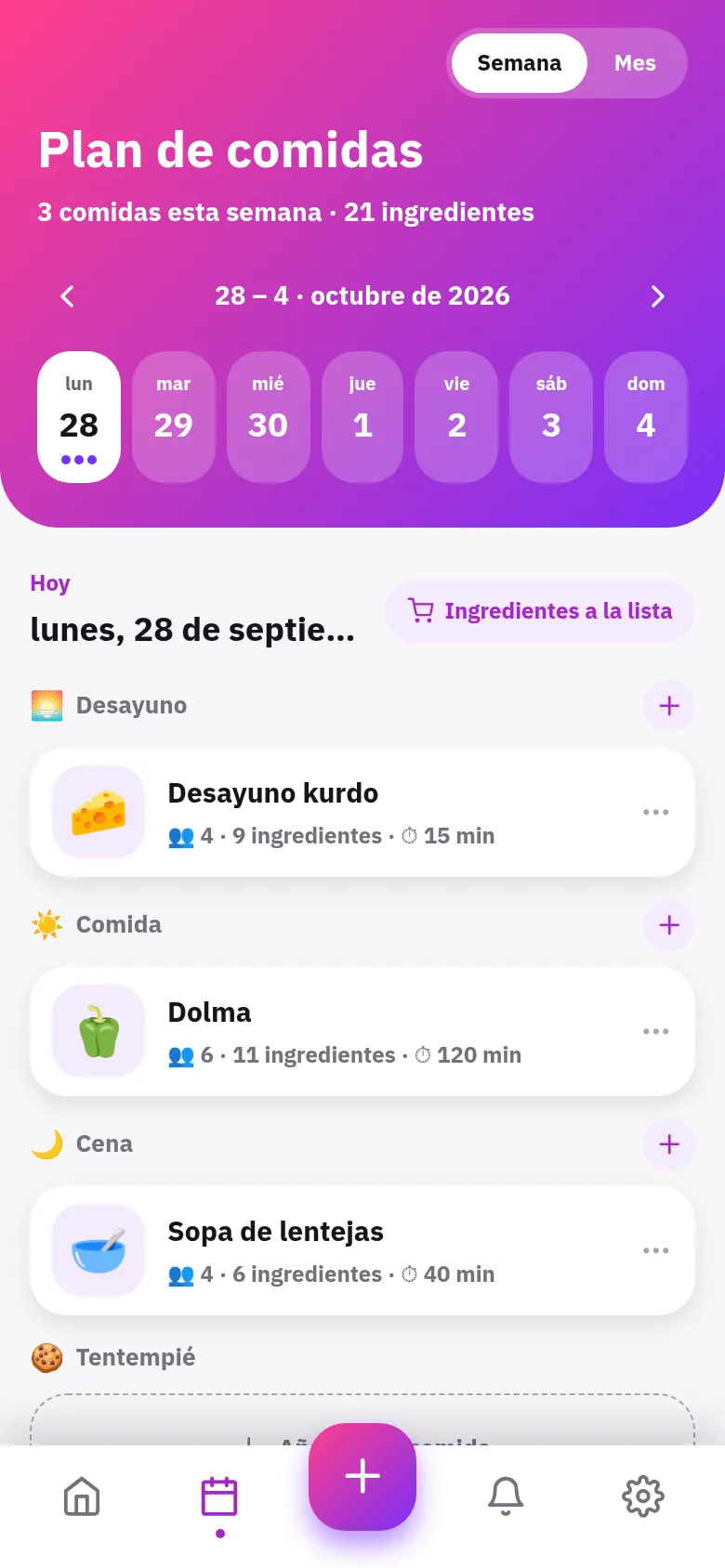 Planifica la comida de la semana y cómprala con un toque