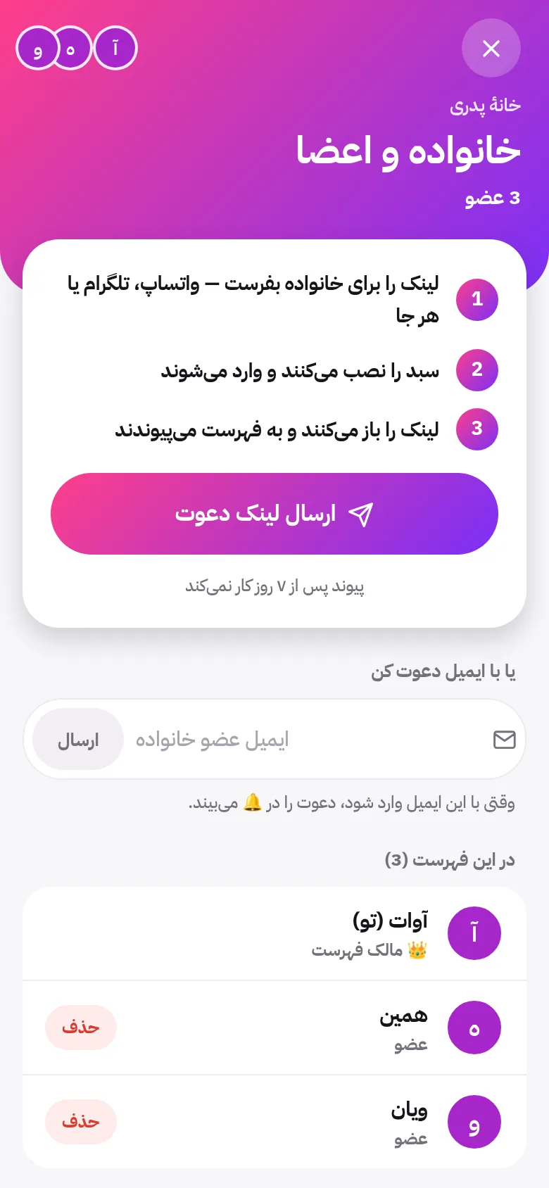 خانواده را با یک پیام بیاورید