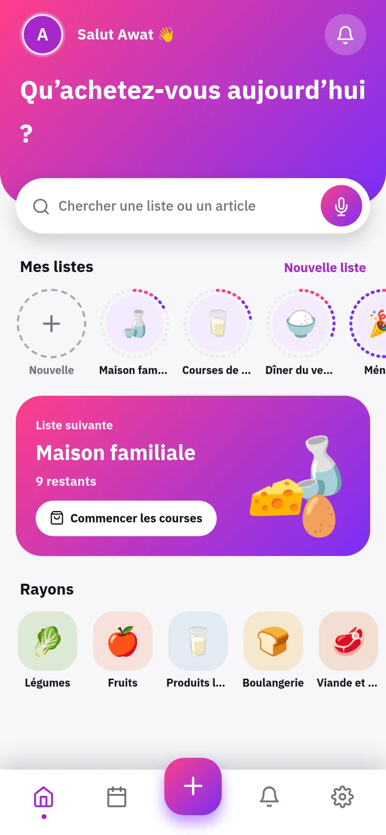 Une seule liste pour toute la famille.