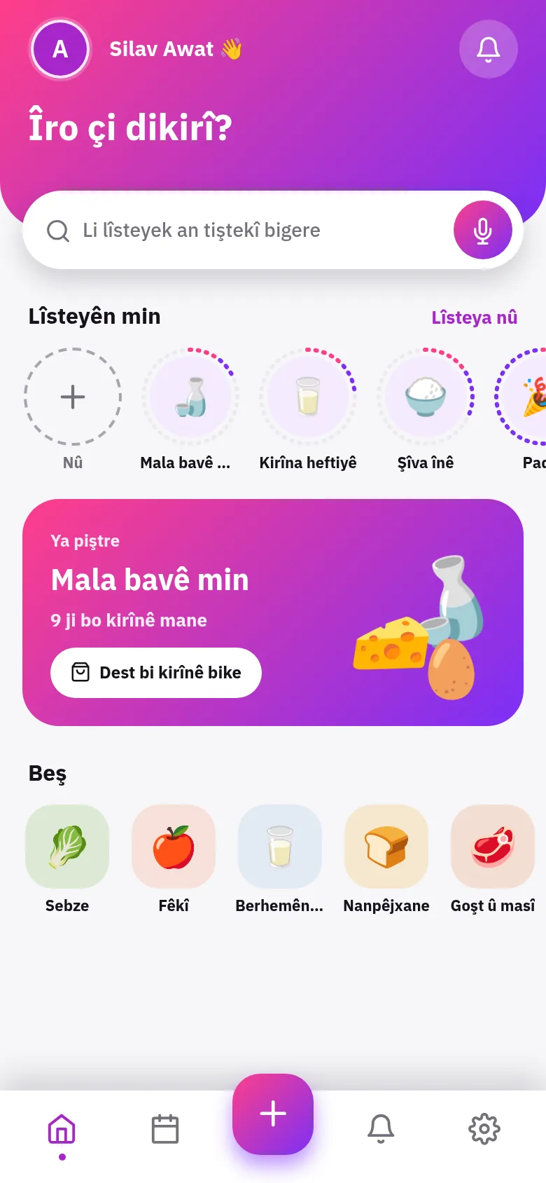 Yek lîste ji bo hemû malbatê.