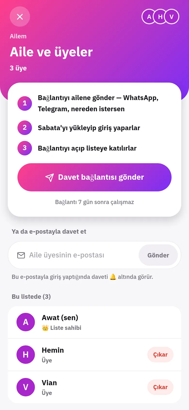 Aileyi tek mesajla getir